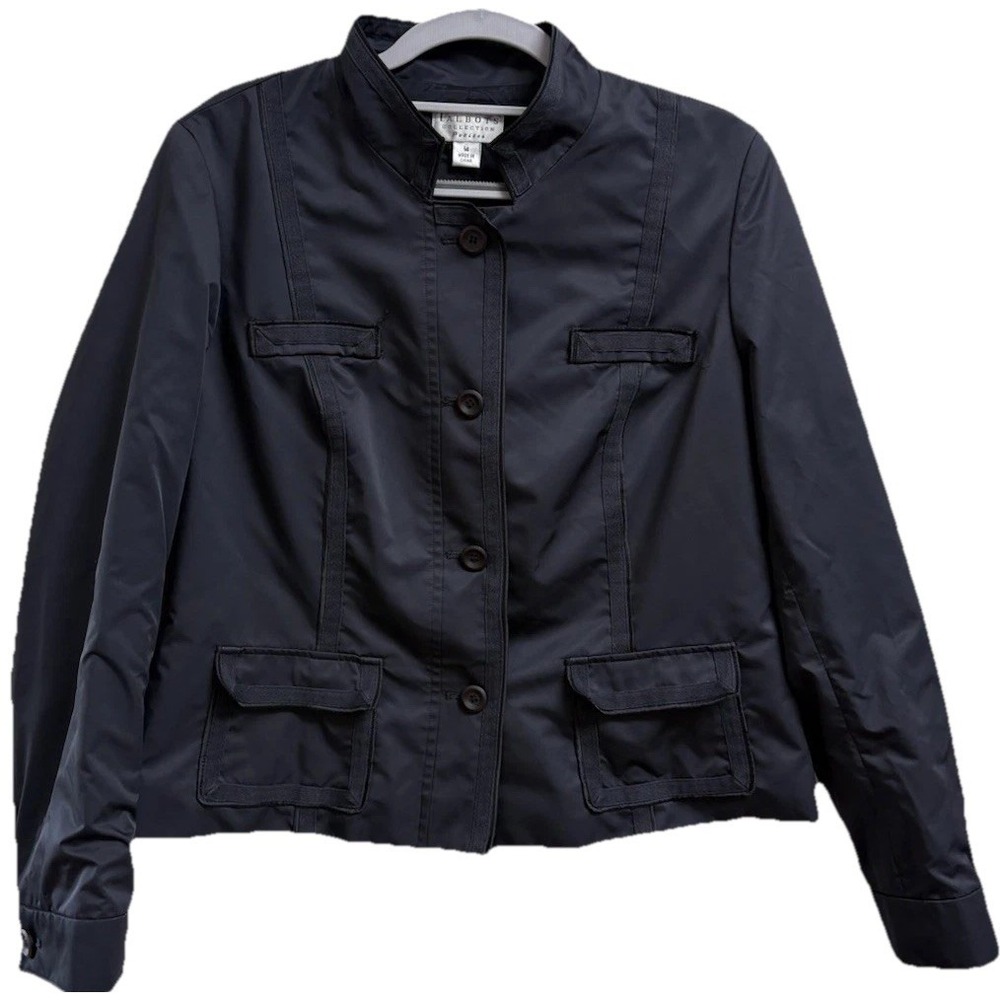 Talbots Collection‎ Petites 14P Black Mandarin Collar Button Front Jacket